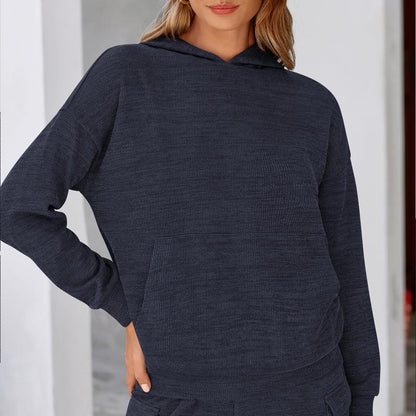 SCULPTD Two-Piece Knitted Set – Breathable Hoodie + Wide-Leg Pants